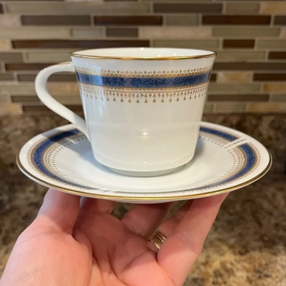 Noritake Blue Dawn Tea Cups and Saucers Set of 2 Like New